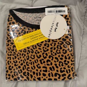 Little Sleepies Leopard Print Pajama Set - Black and Tan